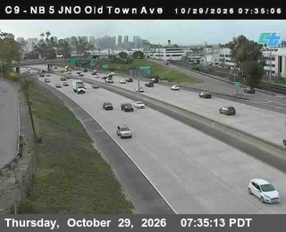 Still from Caltrans’s camera: (C 009) I-5 : Just North Of Old Town